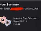 Taylor Swift Lover Live From Paris Heart Shaped  Vinyl LP Presale Fast Ship