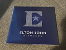 Elton John Signed Diamonds Double LP Vinyl SIGNED ART CARD