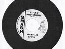 Vintage 1966 JERRY LEE LEWIS 45 Smash Records Promotional 'Sticks and Stones'