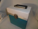 Vintage Turquoise White 45 RPM Record Case Textured Vinyl Surface Mid Century