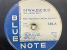 RARE BLUE NOTE Thelonious Monk In Walked Bud 78 Record Blues Jazz Art Blakey