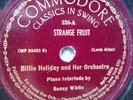 78 rpm Commodore 526, Billie Holiday, Strange Fruit, Fine and Mellow, jazz V
