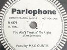 MAC CURTIS YOU AIN'T TREATIN' ME RIGHT 78RPM SINGLE SIDED DEMO PARLOPHONE R4279