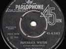 Beatles: TYPO/misprint -Paperback Writer/Rain -Parlophone (India) 45-R.5452 MONO