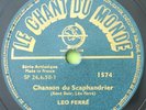 Leo Ferré - La Chanson du Scaphandrier 78 Tours Chant du Monde 1574