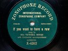 MUSIC HALL: VICTORIA MONKS - ‘IF YOU WANT TO HAVE A ROW’ 1-SIDED ZONOPHONE 78