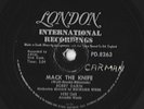 Bobby Darin MACK THE KNIFE South Africa press LONDON 8263 78rpm