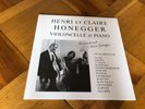 HENRI ET CLAIRE HONEGGER CELLO RECITAL SWISS ONLY ED2 PRIVATE PRESS RARE LIM 300