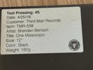 Brendan Benson One Mississippi Test Press TMR Third Man Records