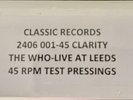 The WHO Live At Leeds Classic Records SEALED BOX Test Press 45RPM Clarity 45 Lp