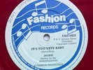 Lovers Rock Reggae - It's Too Late Baby - Jackie - Fashion 12