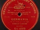 10” RED G&T – ENRICO CARUSO (GERMANIA) – CREATOR RECORD - 2nd STAMPER