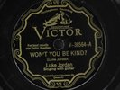 LUKE JORDAN: won't you be kind / my gal's done quit me VICTOR Single 78 RPM