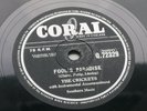 BUDDY HOLLY THE CRICKETS UK 1958 CORAL 78    FOOL'S PARADISE    THINK IT OVER