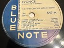 Blue Note 78 RPM Thelonious Monk Sextet - Evonce / Off Minor 547 V+ Jazz
