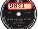 1954 JOHNNY HORTON Country 78 RPM Record. Red Lips and Warm Red Wine