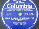 Joseph Szigeti Bach Solo Violin Sonata N°2 78RPM Columbia LX 259/60 EX+