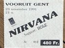 NIRVANA + HOLE Concert ticket 23 november 1991 GENT-BELGIUM