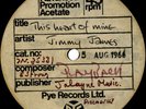 JIMMY JAMES & VAGABONDS This Heart Of Mine UK Acetate ‎VG 1966 Northern Soul