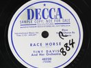 TINY DAVIS: race horse / bug juice DECCA Single 78 RPM