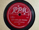 78Rpm, Blues, Lightnin' Hopkins 'Bad Luck and Trouble' US RPM