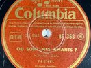 Frehel : La java bleue / Ou sont mes amants DISQUE 78 RPM COLUMBIA BF 358 EX+