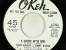 Northern Soul 45 - Larry Williams - A Quitter Never Wins - Okeh - promo