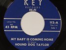 HOUND DOG TAYLOR: My Baby Is Coming Home US ‘60 Key 112 Rare Chicago Blues 45 NM