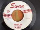 The Beatles She Loves You 1963 White Label Red Text Indianapolis Press US 45 7”