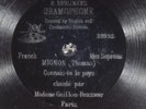 78 RPM Berliner 33225, Madame Guillon-Brasseur, Contralto MIGNON, Paris 1901