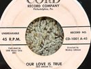 RARE 1958 PHILLY DOO-WOP 45rpm RECORD - THE DELRAYS OUR LOVE IS TRUE - CORD